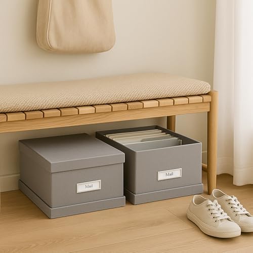 Bigso Box of Sweden Katrin Collapsible Storage Box with Labelframe for Easy Identification - Simple Assembly Without Tools - Decorative Storage Boxes with Lids - 13.5in x 17.6in x 7.2in - Gray - Image 6