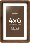 Homeforia 4x6 Mortise&Tenon Walnut Picture Frame, 3x5 Mat, Glass by Homeforia