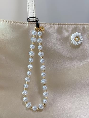 Drawwind Phone Charm Strap Cute Wrist Straps Cell Phone Charm String Y2K Aesthetic Lanyard Wristlet Chain for Case Camera AirPods Bags Keychains (Classic Pearl) - Image 3