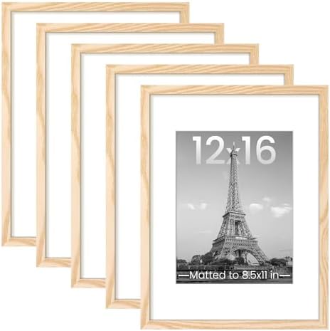 upsimples 12x16 Picture Frame, Gallery Wall Frames Set of 5, Natural by upsimples