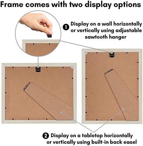 Americanflat 9x12 Picture Frame with Shatter-Resistant Glass - Use as 6x8 Frame with Mat or Display 9x12 Photo Without Mat - Signature Collection - Picture Frames for Tabletop and Wall - Light Wood - Image 5