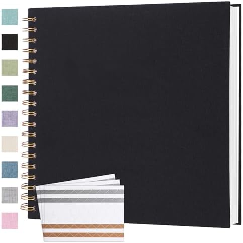 Scrapbook Photo Album 10x10 Inches 40 Pages Linen Cover Black by Bonyomor
