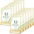 12 Pack 8.5×11 Gold Acrylic Sign Holders, Wedding Table Number Holders by ALFFUN