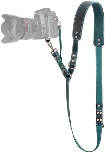 Padwa Lifestyle Green Single Camera Harness Strap for One Camera - Professional Single Full Grain Leather Camera Harness with Thick Padded,Quick Release Gear DSLR Camera Straps for Photographers by PadwaLifestyleCameraStrap