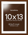 Homeforia 10x13 Brown Oak Picture Frame, High-End Wood, 8.5x11 Mat, Glass by Homeforia