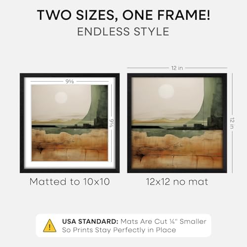 Homeforia 12x12 Black Oak Picture Frame, High-End Wood, 10x10 Mat, Glass - Image 2