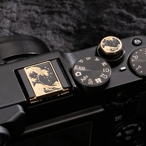 Wave Art Metal Hot Shoe Cover Shutter Button for Fuji X100VI Camera - Image 4