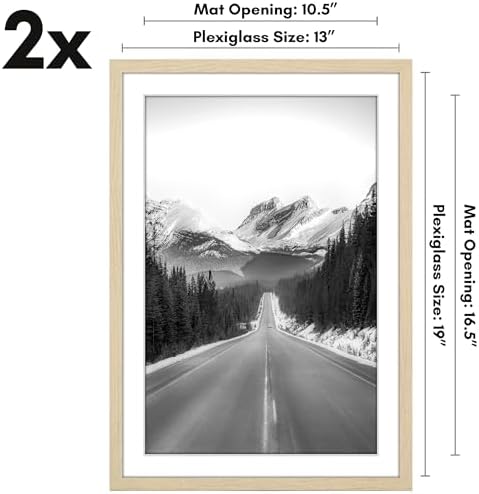 Americanflat 13x19 Poster Frame 2-Pack - Matted to 11x17 - Natural Oak - Image 2