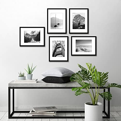 Americanflat 12x16 Picture Frame 5-Pack - Matted to 8.5x11 - Black - Image 5