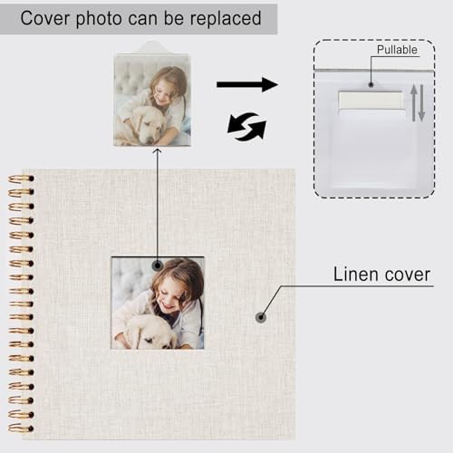 8 x 8 Inch Scrapbook Photo Album, Hardcover Kraft White Pages Arch Window Photo, Memory Book Linen Cover for Photos, Scrapbook Albums for Travel, Wedding Anniversary Christmas Baby 40 Pages, Beige - Image 5