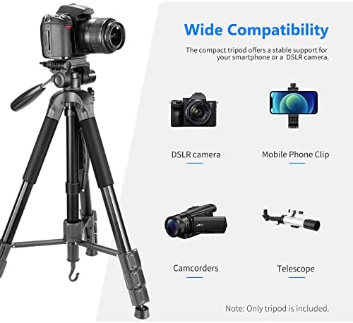 NEEWER Portable Aluminum Alloy Camera 2 in 1 Tripod Monopod Max. 70"/177cm with 3 Way Swivel Pan Head and Carrying Bag for DSLR, DV Video Camcorder (SAB264, Black) - Image 6