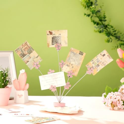 Tandefio 8 Branch Gift Card Tree Holder, Photo Stand with Clips, Pink - Image 4
