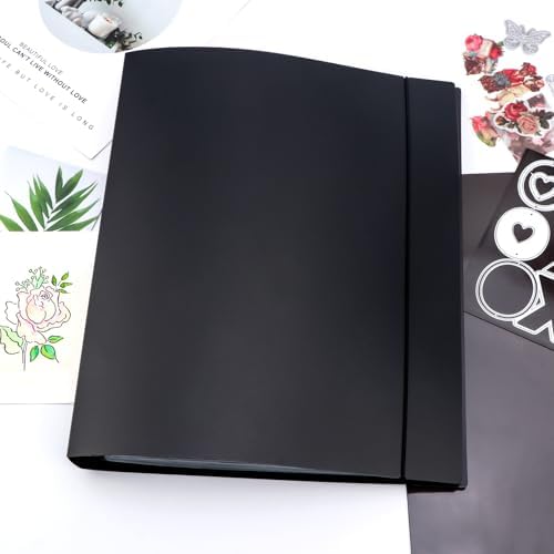 A4 Dies and Stamps Storage Book Binder Folder, Page Protectors Pockets Inserts Organizer for Cutting Dies Stencil Album Stamp Crafts, 1Pcs Black Storage Book Cover & 20 Inserts with 1/2/3/4 Pockets - Image 6
