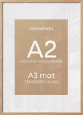 Homeforia A2 Natural Oak Picture Frame, High-End Wood, A3 Mat, Glass by Homeforia