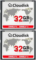 Pack of 2 Compact Flash Card 32GB 300X CF 2.0 Card Performance for DSLR Camera, Vintage Digital Camera and Industry Equipment (32 GB) by Cloudisk