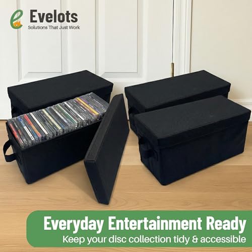 Evelots CD Storage Boxes, 4 Pack, Holds 128 Discs, Black - Image 7