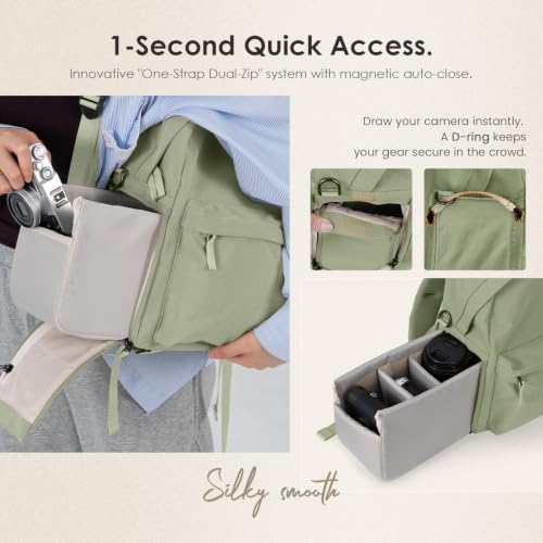 TARION Casual Camera Backpack 15L Urban Photography Bag, Once LT15, Green - Image 2