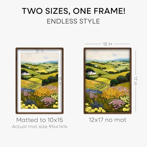 Homeforia 12x17 Mortise&Tenon Walnut Picture Frame, 10x15 Mat, Glass - Image 3