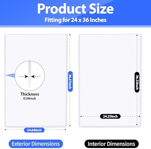 6 Pcs 24 x 36 Toploaders Rigid Print Protectors Clear Poster Protector Sleeve Sheet PVC for Document Holder Photo Protector (6, 24 x 36 Inches) - Image 3