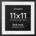 Homeforia 11x11 Black Oak Picture Frame, High-End Wood, 9x9 Mat, Glass by Homeforia