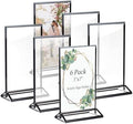 5x7 Inches Clear Picture Frames 6 Pack Acrylic Sign Holders, Double-sided Menu Stands Wedding Table Numbers Holders, Table Top Display Sign Stand Plastic Flyer Holder Vertical Photo Stand, Black by Pansyling