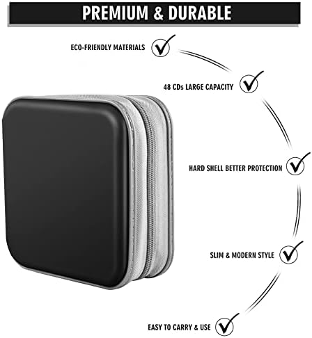 CD/DVD Case Wallet, 48 Capacity, Black, Plastic, Portable, Lightweight - Image 3