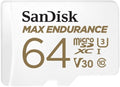 SANDISK 64GB MAX Endurance microSDXC Card with Adapter for Home Security Cameras and Dash cams - C10, U3, V30, 4K UHD, Micro SD Card - SDSQQVR-064G-GN6IA by Unknown