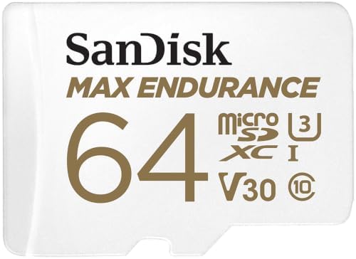 SANDISK 64GB MAX Endurance microSDXC Card with Adapter for Home Security Cameras and Dash cams - C10, U3, V30, 4K UHD, Micro SD Card - SDSQQVR-064G-GN6IA by Unknown