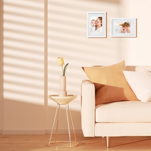 Egofine A4 Picture Frames Set of 4, Made of Solid Wood Covered by Plexiglass 5x7 and 6x8 with Mat or A4 whitout Mat, for Table Top Display and Wall Mounting Photo Frame White - Image 6