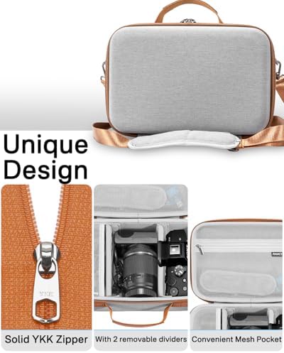 RAIACE Hard Case Compatible with Sony Alpha 7 II III IV/7R V Camera, for Nikon, for Canon, for Pentax and More. Large Capacity With Mesh Pocket for Lens, Charger, Cables, Cards and Accessories.-Gray - Image 4