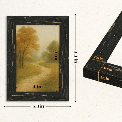 puthiac 4x6 Rustic Farmhouse Picture Frame, Swamp Black, 1 Pack - Image 5