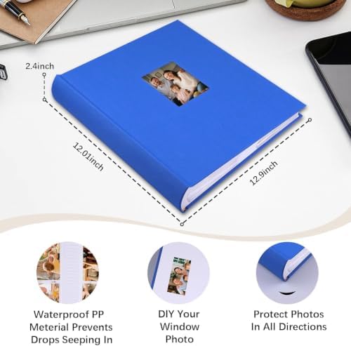 600 Pocket 4x6 Photo Album with Writing Space, Linen Cover, Blue - Image 2