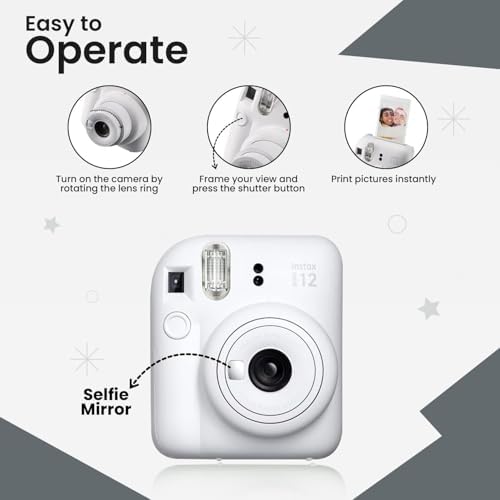 Fujifilm Instant Mini 12 Camera + Accessory Bundle & Custom Case + Fuji Instant (20 Shots) Designer Mini Photo Album (60 Pockets) (Clay White) - Image 5