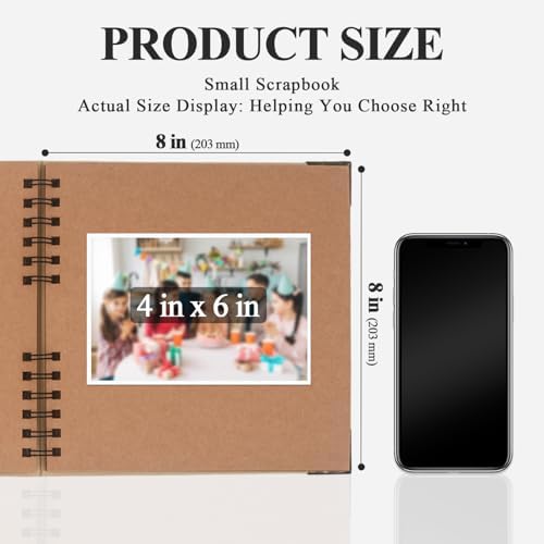 Scrapbook Album, 8 x 8 Inch Scrap book, 60 Brown Blank Pages Scrapbooks, Hardcover Photo Album Scrapbook, Kraft Paper Memory Book, Traveling, Birthday & Holiday Gifts. - Image 2