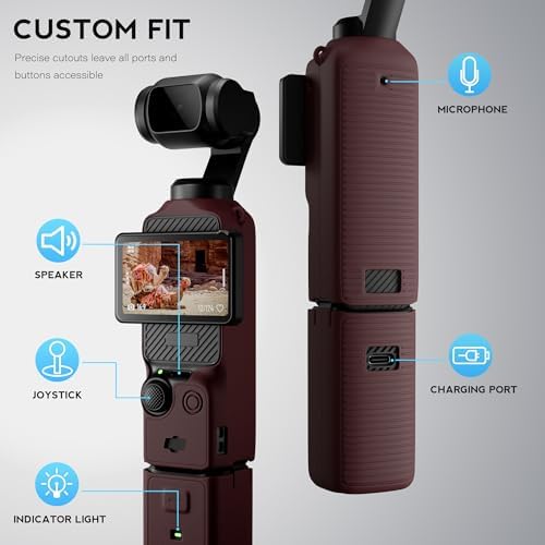 Silicone Case for DJI Osmo Pocket 3/Xtra Muse, Reddish Brown - Image 4