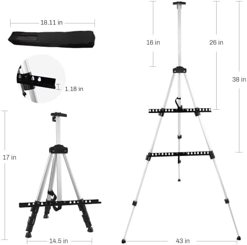 NS JYMB Easel Stand for Sign and Painting, 17-66 Inch Adjustable, Silver - Image 5