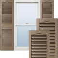 14 1/2"W x 25"H Lifetime Vinyl, Standard Cathedral Top Center Mullion, Open Louver Shutters, w/Installation Shutter-Lok's & Matching Screws (Per Pair), French Roast by EkenaMillwork