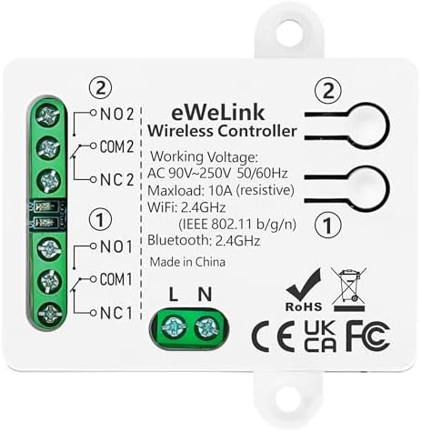 DieseRC 2 Channels WiFi Smart Switch, AC 90V-250V 220V Passive Output Relay Module Ewelink APP WiFi Control Compatible with Alexa/Google Home, Inching/Self-Locking Switch by DieseRC