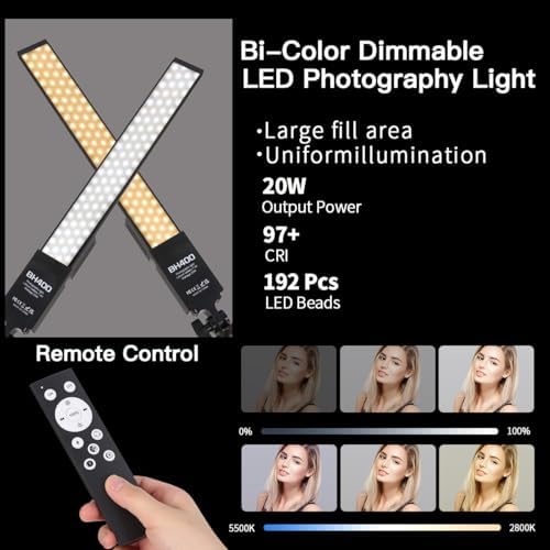 Photography Lighting, Battery Powered Portable Handheld Wand Dimmable LED Studio Light Stick Kit with NP-F970 Li-ion Battery, Stand, Remote for YouTube Video Recording, Streaming, Portrait - Image 2