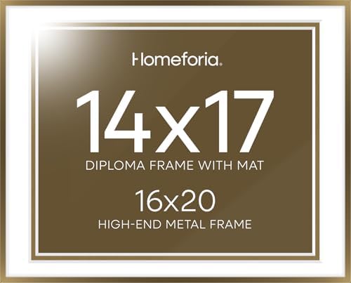 Homeforia 16x20 Bronze Diploma Frame, High-End Metal, 14x17 Mat, Glass by Homeforia