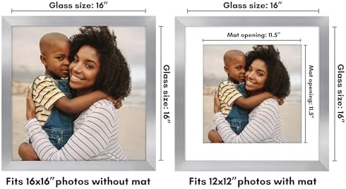 Americanflat 16x16 Picture Frame - Matted to 12x12 - Silver - Image 2