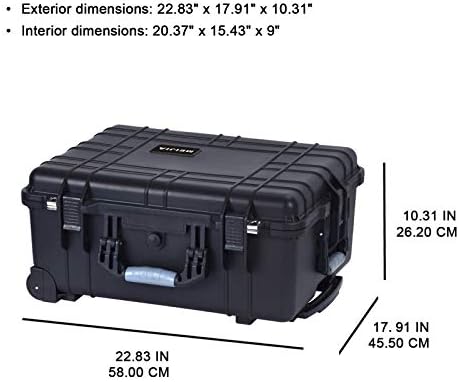 MEIJIA Rolling Waterproof Hard Protective Case, Hard Camera Case with Retractable Pull Handle and Wheels,Customizable Fit Foam Inserted, Black, 22.83 x 17.91 x 10.31 inches - Image 4