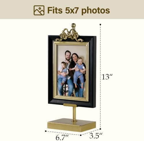 Black & Gold Picture Frame – 4x6 Picture Frame with Detachable Stand, Golden Picture Frames for Wedding, Anniversary, Tabletop Display Gift - Image 4