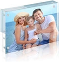 HOUSE DAY Acrylic Picture Frames 5x7, 1 Pack Magnetic 5x7 Picture Frame, Double Sided Clear 5 x 7 Photo Frame with Microfiber Cloth, Frameless FreeStanding 5x7 Frame Gift for Desktop Display by HOUSEDAY