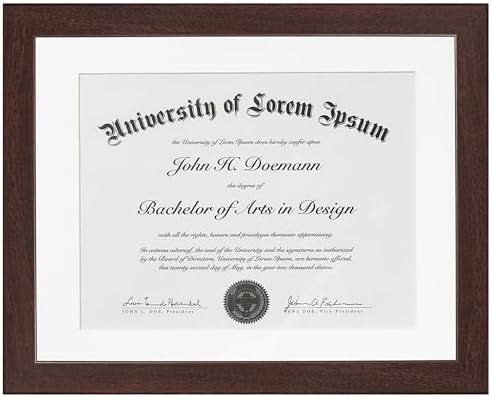 Americanflat 11x14 Diploma Frame - Matted to 8.5x11 - Mahogany by Americanflat