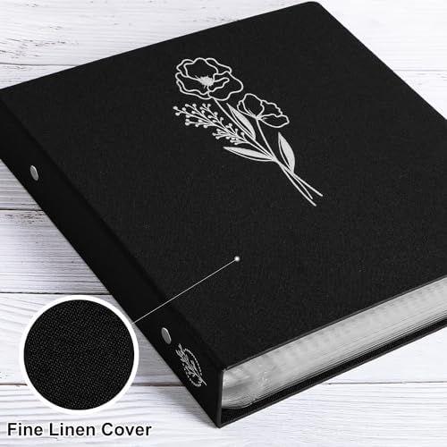 Lanpn Scrapbook Photo Album 12x12 2 Packs, Linen Cover Archival Acid Free Top Load 3 Ring Binder Folder Photo Book 12 x 12 with 30 Plastic Sleeves 60 Pages Black - Image 3