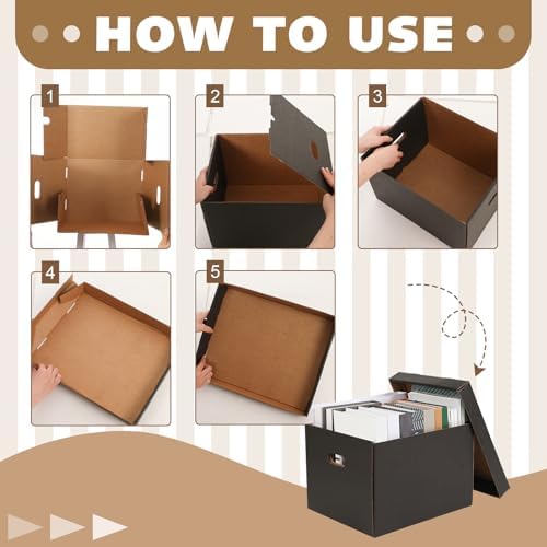 10 Pcs 15 x 12 x 10 Inch Archival Storage Cartons Acid Free, Black - Image 3