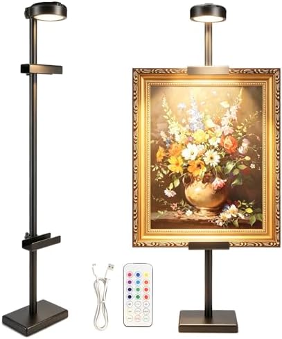 30'' Adjustable Tabletop Easel Stand with Rechargeable 13RGB Poster Light by dakewang