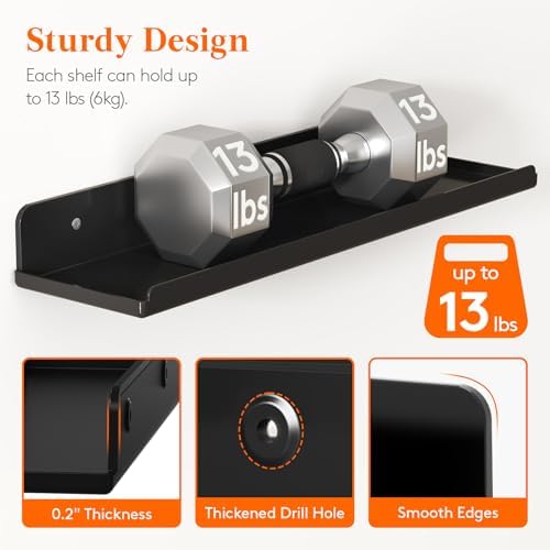 Lifewit Acrylic Floating Shelves for Bathroom 14" Black, 4 Pack - Image 3