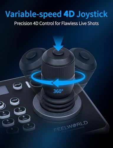 FEELWORLD KBC20 PTZ Camera Joystick Controller, LCD Screen 4D Joystick Control Keyboard Support PoE VISCA Pelco-D/P RS422 RS485 RS232 RJ45 for Church Live, Events, Live Streaming - Image 3